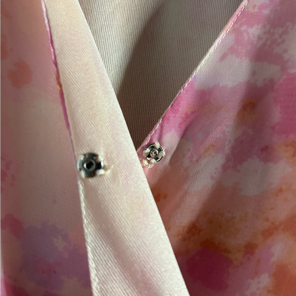 Japna Pink Long Sleeve Mini Ruffle Dress Spring Pastel tie back belt resortwear - Picture 3 of 7